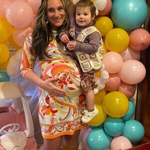 COPY - London Times Groovy 3/4 Sleeve Stretch Dress Sz Medium